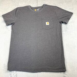 Carhartt T-Shirt Boys XL Grey Cotton Blend Short Sleeve Pocket Logo Tee